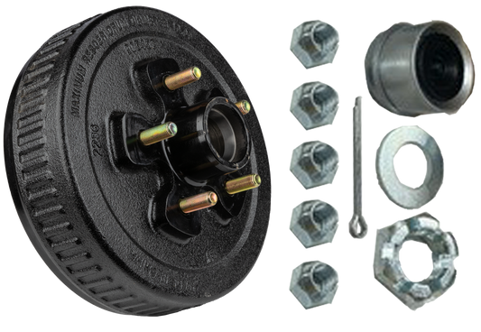 Loaded Hub & Drum Assembly – 3,500 lb Capacity, 5 on 4.5" Bolt Pattern, 1/2"-20 Studs, Fits 10" Brakes (Ferro Distribution) F02008
