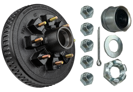 Loaded Hub & Drum Assembly – 7,000 lb Capacity, 8 on 6.5" Bolt Pattern, 1/2"-20 Studs, Fits 12" Brakes (Ferro Distribution) F02010