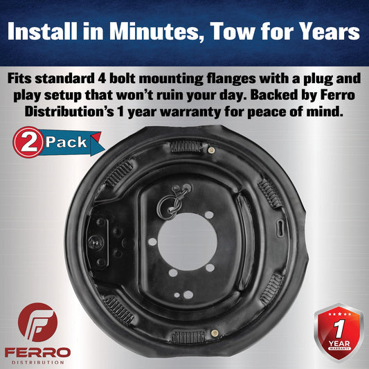Trailer Brake Kit – Two 12" x 2" Manual‑Adjusting Electric Brakes, 7,000 lb Axles (Ferro Distribution) F02050