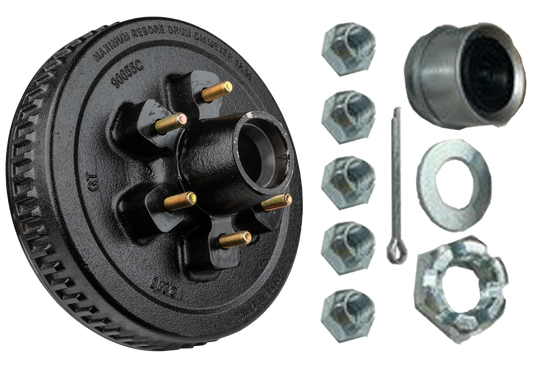 Loaded Hub & Drum Assembly – 6,000 lb Capacity, 6 on 5.5" Bolt Pattern, 1/2"-20 Studs, Fits 12" Brakes (Ferro Distribution) F02009