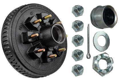 Loaded Hub & Drum Assembly – 7,000 lb Capacity, 8 on 6.5" Bolt Pattern, 1/2"-20 Studs, Fits 12" Brakes (Ferro Distribution) F02010