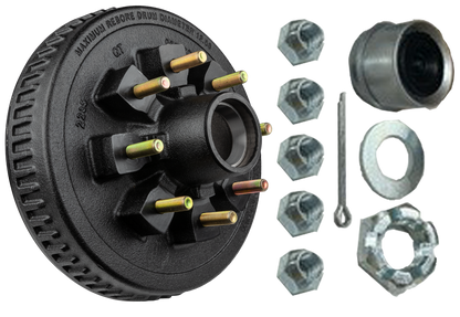 Loaded Hub & Drum Assembly – 7,000 lb Capacity, 8 on 6.5" Bolt Pattern, 9/16"-18 Studs, Fits 12" Brakes (Ferro Distribution) F02011