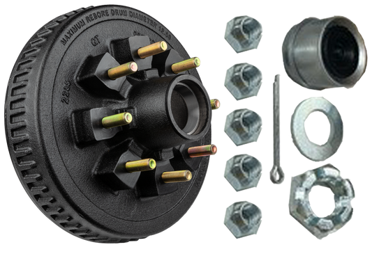 Loaded Hub & Drum Assembly – 7,000 lb Capacity, 8 on 6.5" Bolt Pattern, 9/16"-18 Studs, Fits 12" Brakes (Ferro Distribution) F02011