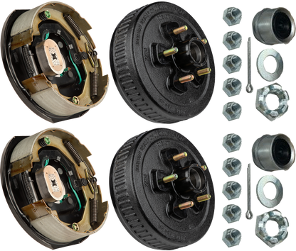 Trailer Brake & Hub Kit – Two 10" x 2.25" Manual‑Adjusting Brakes + Two 10" Loaded Hubs, 3,500 lb Axles (Ferro Distribution) F02044