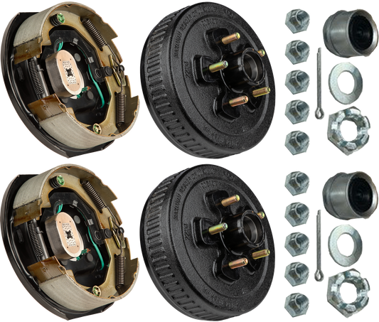 Trailer Brake & Hub Kit – Two 10" x 2.25" Manual‑Adjusting Brakes + Two 10" Loaded Hubs, 3,500 lb Axles (Ferro Distribution) F02044
