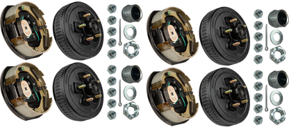 Trailer Brake & Hub Kit – Four 10" x 2.25" Manual‑Adjusting Brakes + Four 10" Loaded Hubs, 3,500 lb Axles (Ferro Distribution) F02045