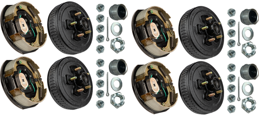 Trailer Brake & Hub Kit – Four 10" x 2.25" Manual‑Adjusting Brakes + Four 10" Loaded Hubs, 3,500 lb Axles (Ferro Distribution) F02045