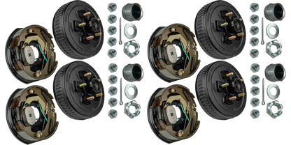Trailer Brake & Hub Kit – Four 10" x 2.25" Self‑Adjusting Electric Brakes + Four 10" Loaded Hubs, 3,500 lb Axles (Ferro Distribution) F02049