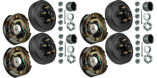 Trailer Brake & Hub Kit – Four 10" x 2.25" Self‑Adjusting Electric Brakes + Four 10" Loaded Hubs, 3,500 lb Axles (Ferro Distribution) F02049
