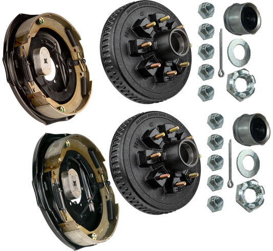 Trailer Brake & Hub Kit – Two 12" x 2" Manual‑Adjusting Electric Brakes + Two 12" Loaded Hubs, 7,000 lb Axles (Ferro Distribution) F02052