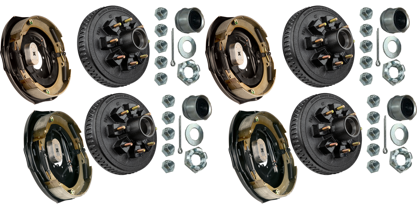 Trailer Brake & Hub Kit – Four 12" x 2" Manual‑Adjusting Electric Brakes + Four 12" Loaded Hubs, 7,000 lb Axles (Ferro Distribution) F02053