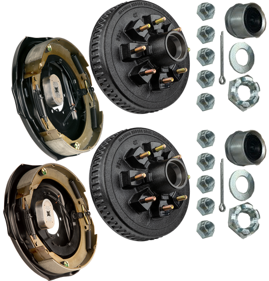 Trailer Brake & Hub Kit – Two 12" x 2" Self‑Adjusting Electric Brakes + Two 12" Loaded Hubs, 7,000 lb Axles (Ferro Distribution) F02056