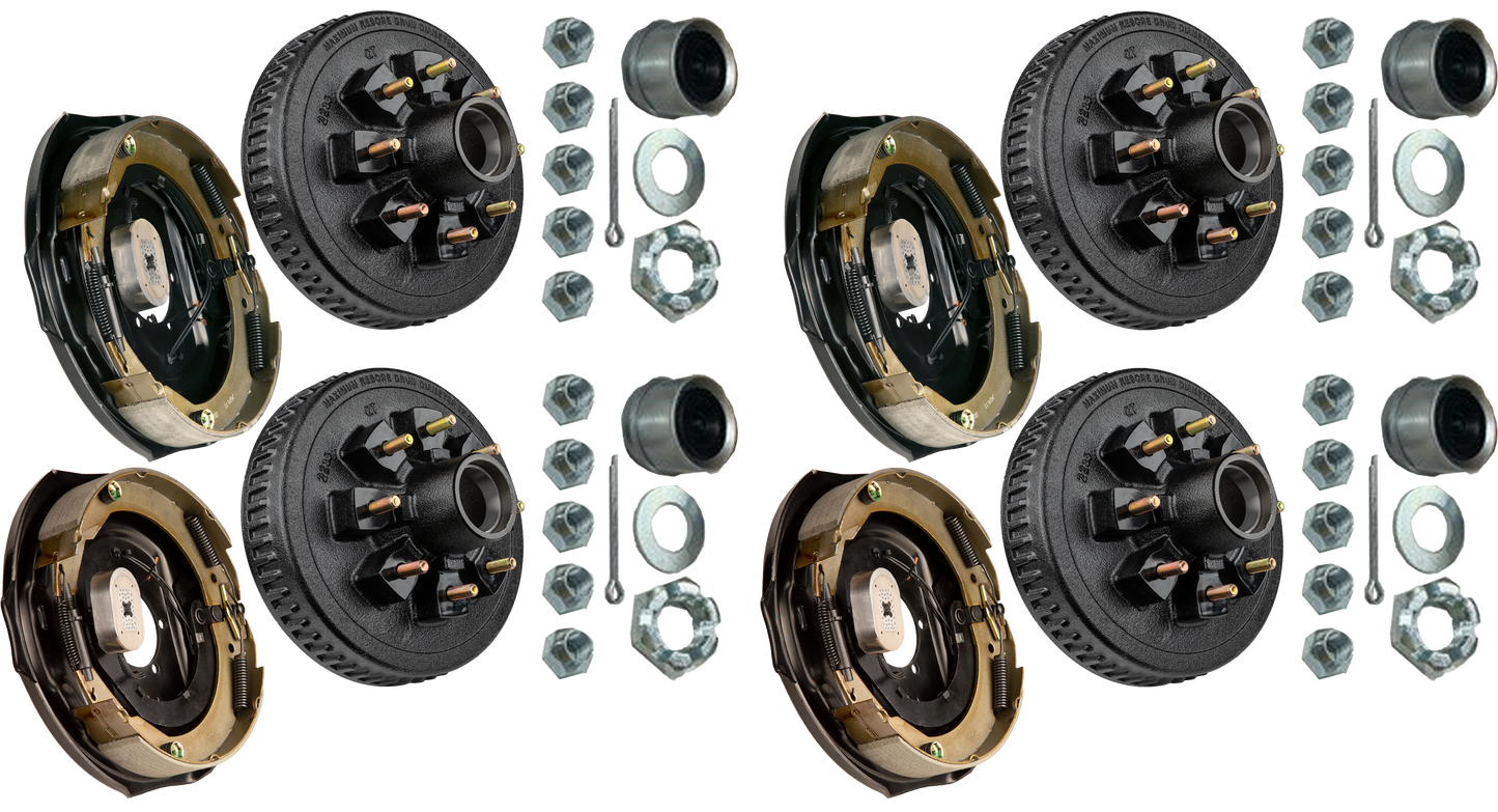 Trailer Brake & Hub Kit – Four 12" x 2" Self‑Adjusting Electric Brakes + Four 12" Loaded Hubs, 7,000 lb Axles (Ferro Distribution) F02057