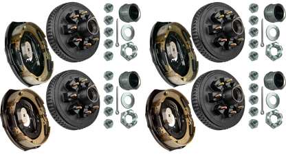 Trailer Brake & Hub Kit – Four 12" x 2" Self‑Adjusting Electric Brakes + Four 12" Loaded Hubs, 7,000 lb Axles (Ferro Distribution) F02057