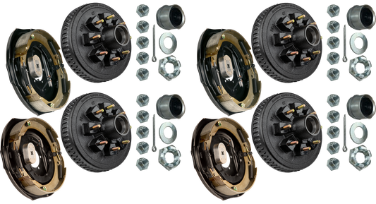 Trailer Brake & Hub Kit – Four 12" x 2" Self‑Adjusting Electric Brakes + Four 12" Loaded Hubs, 7,000 lb Axles (Ferro Distribution) F02057