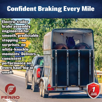 10" x 2.25" Electric Trailer Brake Assembly – Manual Adjust, 3,500 lb, Left‑Hand, Boxed (Ferro Distribution) F02018