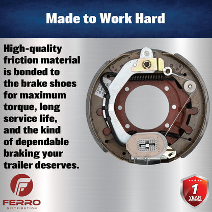 12‑1/4" x 3‑3/8" Self‑Adjusting Electric Trailer Brake Assembly – 10,000 lb, Right‑Hand (Ferro Distribution) F02031