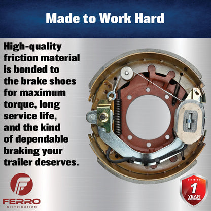 12‑1/4" x 5" Self‑Adjusting Electric Trailer Brake Assembly – 15,000 lb, Right‑Hand (Ferro Distribution) F02037