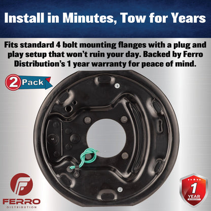 Trailer Brake Kit – Two 10" x 2.25" Manual‑Adjusting Electric Brakes, 3,500 lb Axles (Ferro Distribution) F02042