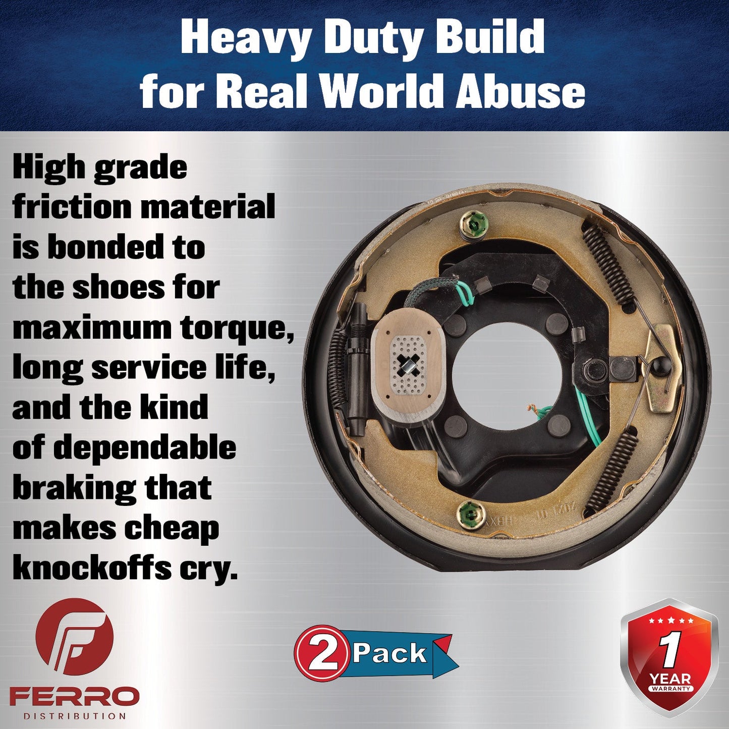 Trailer Brake Kit – Two 10" x 2.25" Manual‑Adjusting Electric Brakes, 3,500 lb Axles (Ferro Distribution) F02042