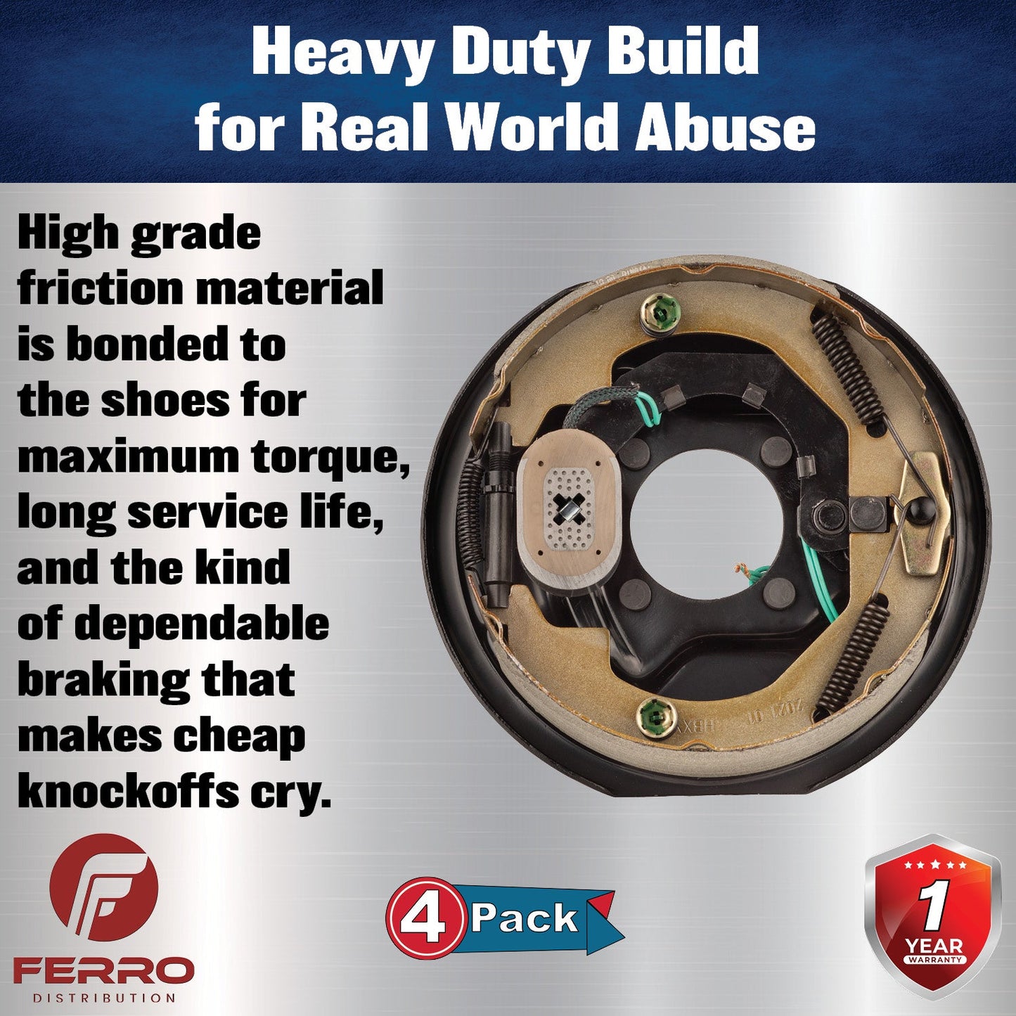 Trailer Brake Kit – Four 10" x 2.25" Manual‑Adjusting Electric Brakes, 3,500 lb Axles (Ferro Distribution) F02043