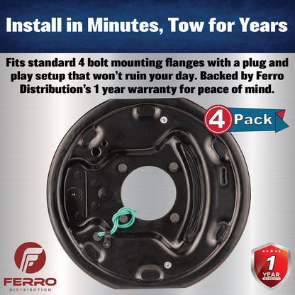 Trailer Brake Kit – Four 10" x 2.25" Self‑Adjusting Electric Brakes, 3,500 lb Axles (Ferro Distribution) F02047