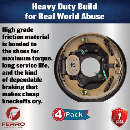 Trailer Brake Kit – Four 10" x 2.25" Self‑Adjusting Electric Brakes, 3,500 lb Axles (Ferro Distribution) F02047