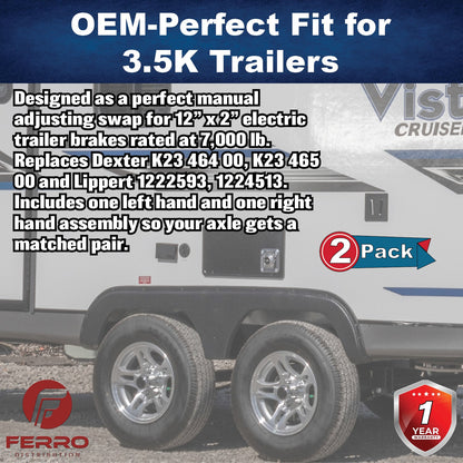 Trailer Brake Kit – Two 12" x 2" Manual‑Adjusting Electric Brakes, 7,000 lb Axles (Ferro Distribution) F02050