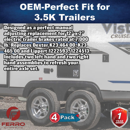 Trailer Brake Kit – Four 12" x 2" Manual‑Adjusting Electric Brakes, 7,000 lb Axles (Ferro Distribution) F02051