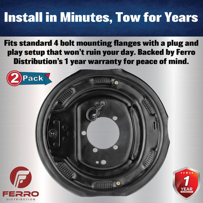 Trailer Brake Kit – Two 12" x 2" Self‑Adjusting Electric Brakes, 7,000 lb Axles (Ferro Distribution) F02054