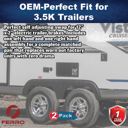 Trailer Brake Kit – Two 12" x 2" Self‑Adjusting Electric Brakes, 7,000 lb Axles (Ferro Distribution) F02054