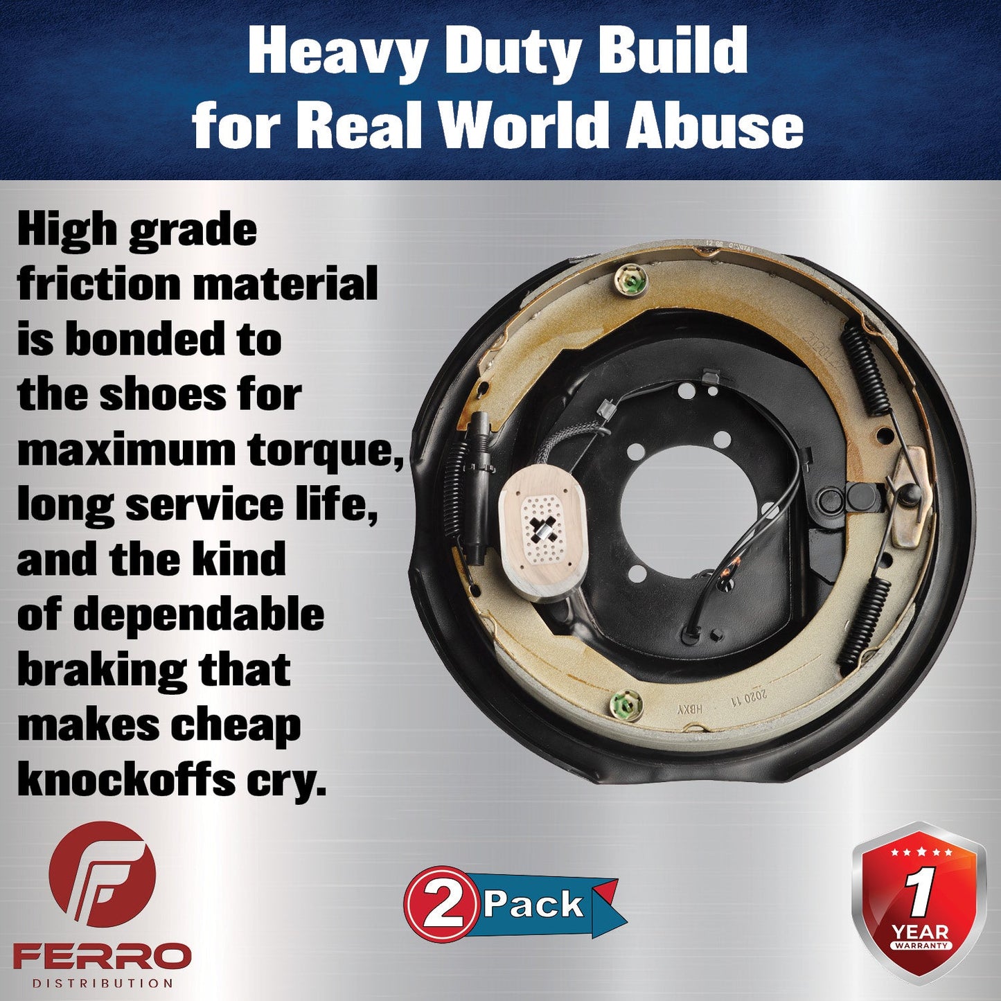 Trailer Brake Kit – Two 12" x 2" Self‑Adjusting Electric Brakes, 7,000 lb Axles (Ferro Distribution) F02054