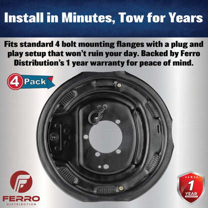 Trailer Brake Kit – Four 12" x 2" Self‑Adjusting Electric Brakes, 7,000 lb Axles (Ferro Distribution) F02055