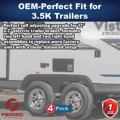Trailer Brake Kit – Four 12" x 2" Self‑Adjusting Electric Brakes, 7,000 lb Axles (Ferro Distribution) F02055
