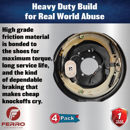 Trailer Brake Kit – Four 12" x 2" Self‑Adjusting Electric Brakes, 7,000 lb Axles (Ferro Distribution) F02055