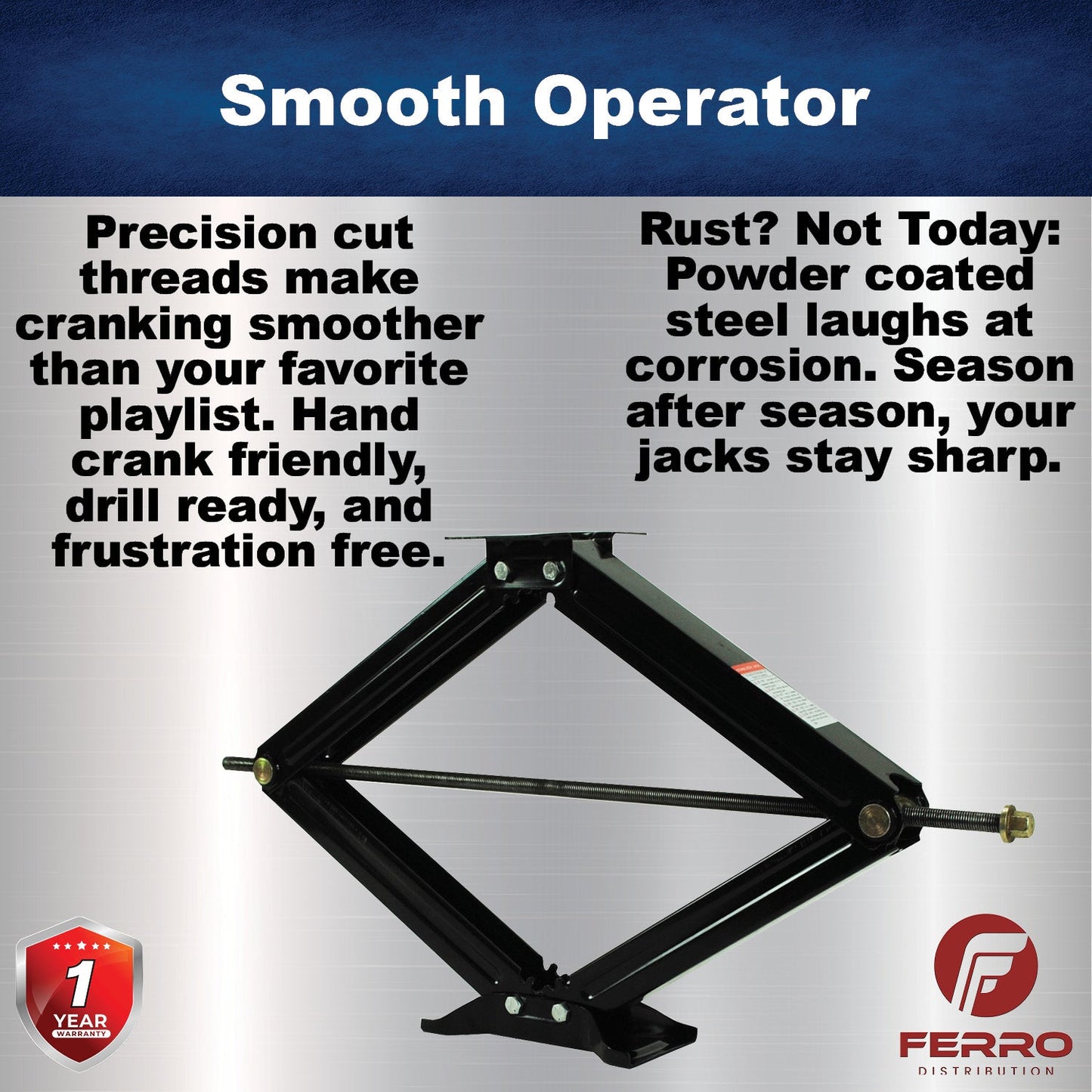 24" Scissor Jack Set – Single Heavy‑Duty RV/Trailer Stabilizer Jack (Ferro Distribution) F03002