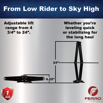 24" Scissor Jack Set – Single Heavy‑Duty RV/Trailer Stabilizer Jack (Ferro Distribution) F03002