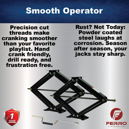 30" Scissor Jack Set – Pair of Heavy‑Duty RV/Trailer Stabilizer Jacks (Ferro Distribution) F03003