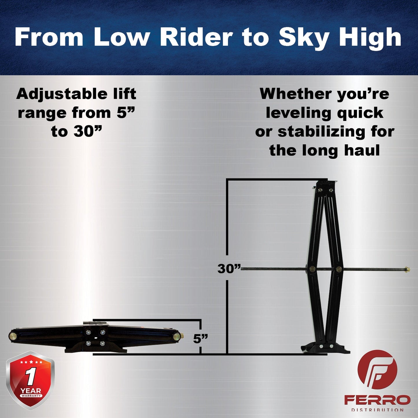 30" Scissor Jack Set – Pair of Heavy‑Duty RV/Trailer Stabilizer Jacks (Ferro Distribution) F03003