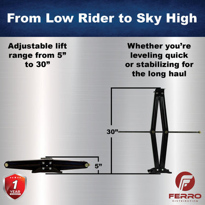 30" Scissor Jack Set – Pair of Heavy‑Duty RV/Trailer Stabilizer Jacks (Ferro Distribution) F03003