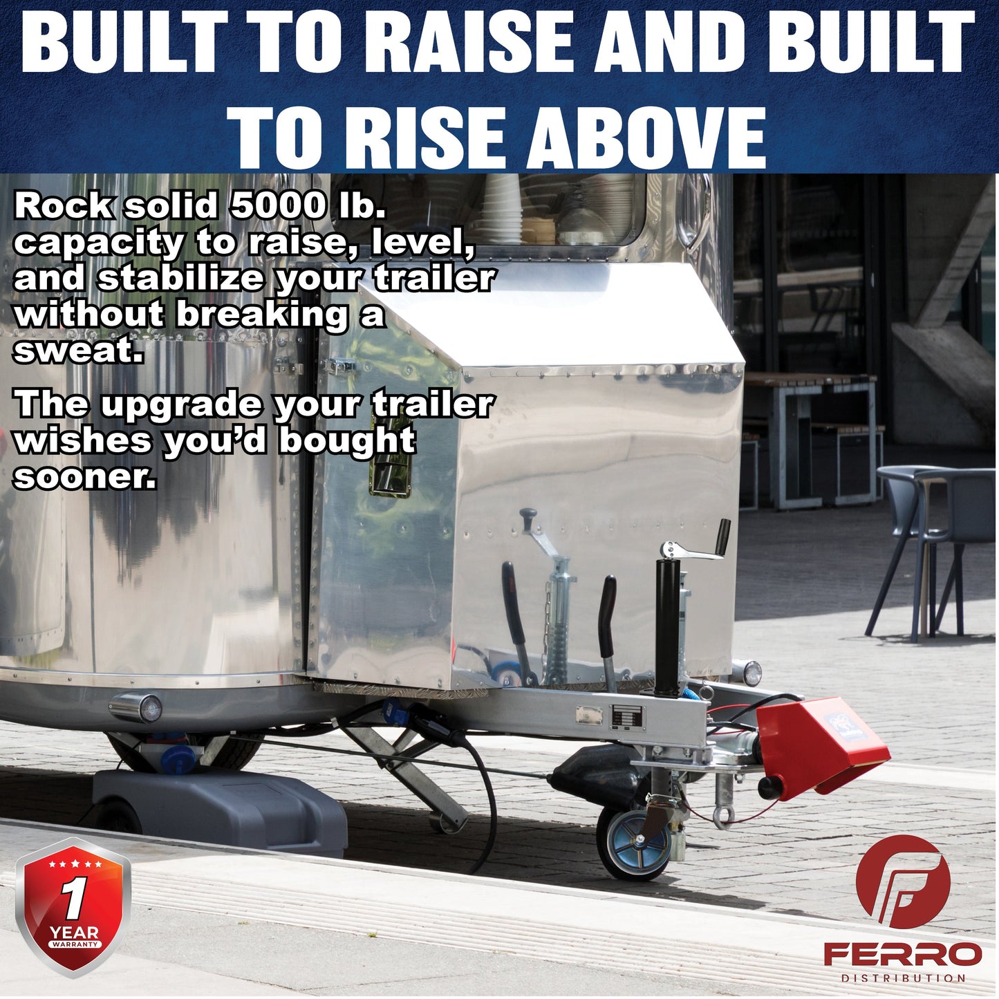 Tongue Jack, Manual, Topwind, 2¼" tube, 5000lb capacity (F05004) Ferro Distribution