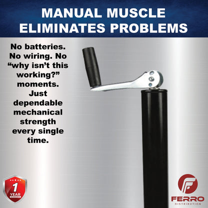 Tongue Jack, Manual, Topwind, 2¼" tube, 5000lb capacity (F05004) Ferro Distribution