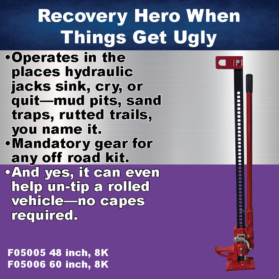 Farm Jack 60" Heavy‑Duty 8,000lb Lift | Off‑Road Recovery, Tractor & Trailer Utility Jack | Steel Construction, Multi‑Use Lifting/Winching/Spreading Tool | F05006 by Ferro Distribution