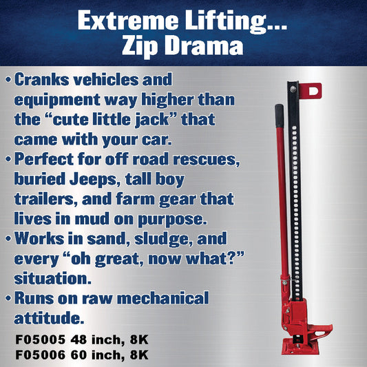 Farm Jack 60" Heavy‑Duty 8,000lb Lift | Off‑Road Recovery, Tractor & Trailer Utility Jack | Steel Construction, Multi‑Use Lifting/Winching/Spreading Tool | F05006 by Ferro Distribution