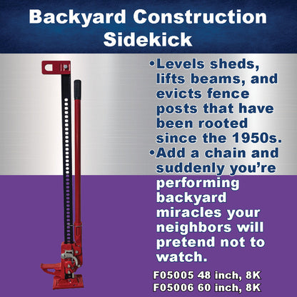 Farm Jack 60" Heavy‑Duty 8,000lb Lift | Off‑Road Recovery, Tractor & Trailer Utility Jack | Steel Construction, Multi‑Use Lifting/Winching/Spreading Tool | F05006 by Ferro Distribution