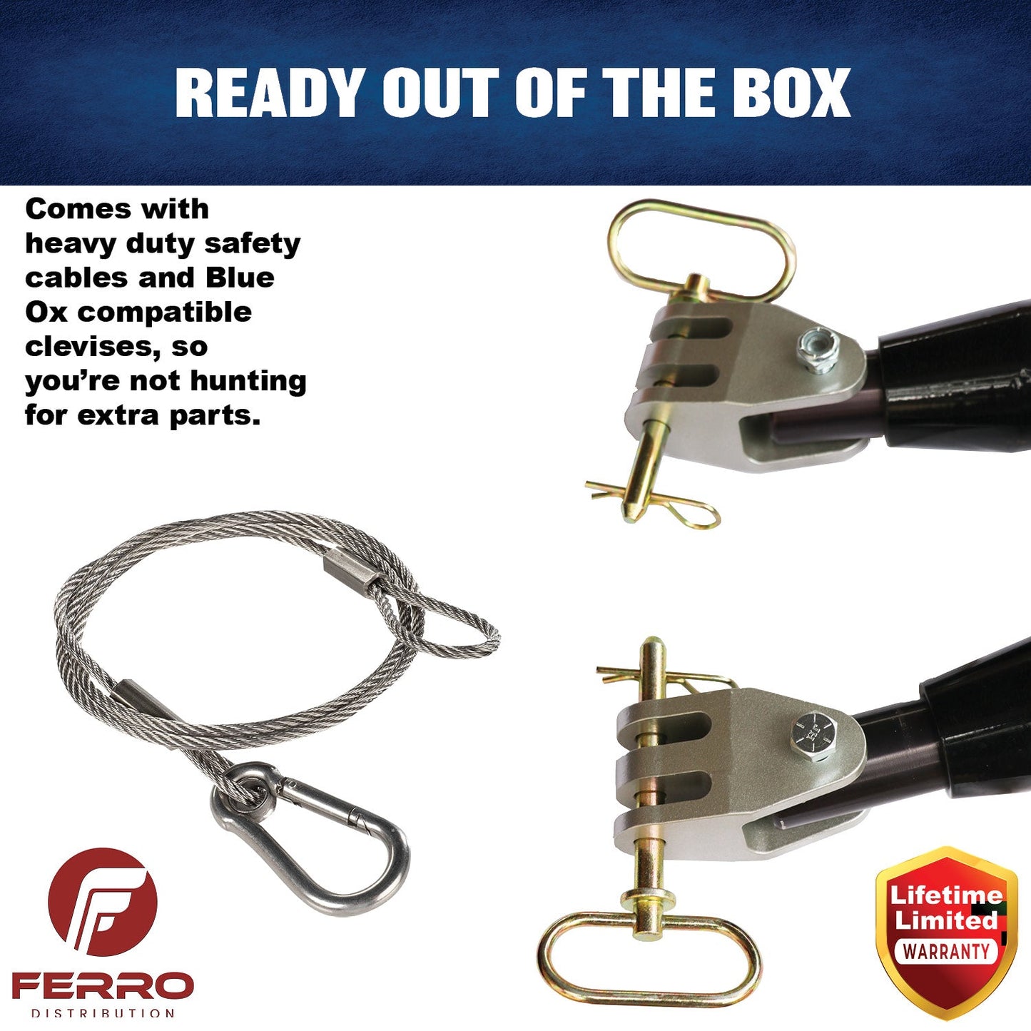 Tow Bar (12K, with Blue Ox Clevises) F07004 Ferro Distribution