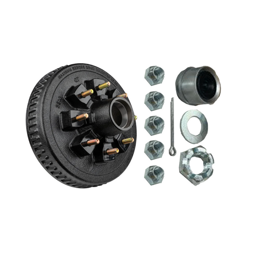 Loaded Hub & Drum Assembly – 7,000 lb Capacity, 8 on 6.5" Bolt Pattern, 9/16"-18 Studs, Fits 12" Brakes (Ferro Distribution) F02011